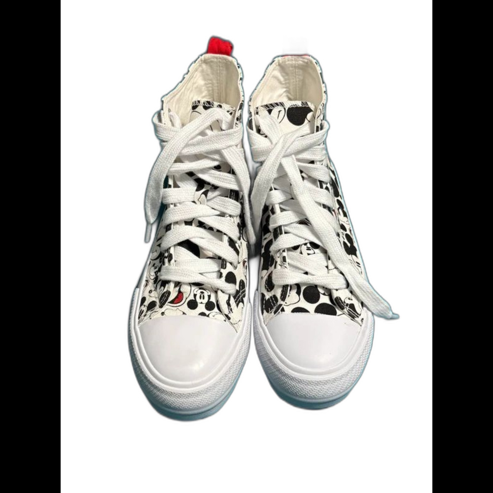 Disney Mickey Mouse High-Top Sneakers White/Black Women's Size 8 EUR 39.5 NWOT